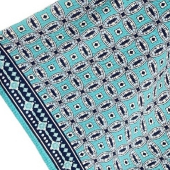 MAX STUDIO Geo Print V-Neck Tie Flared Sleeve Top EUC - Picture 7 of 8